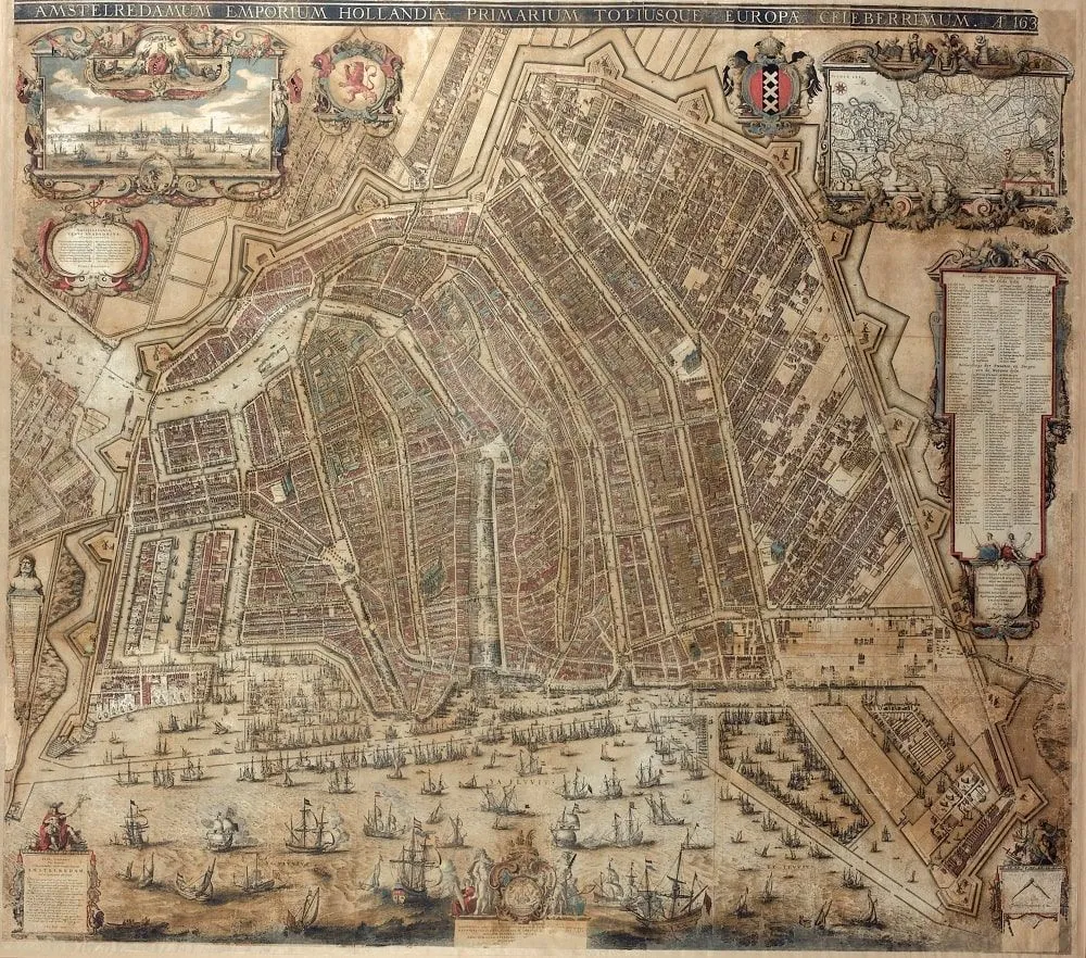 Map of Amsterdam. 1630s reprint of original 1625 edition Map of Amsterdam. 1630s reprint of original 1625 edition